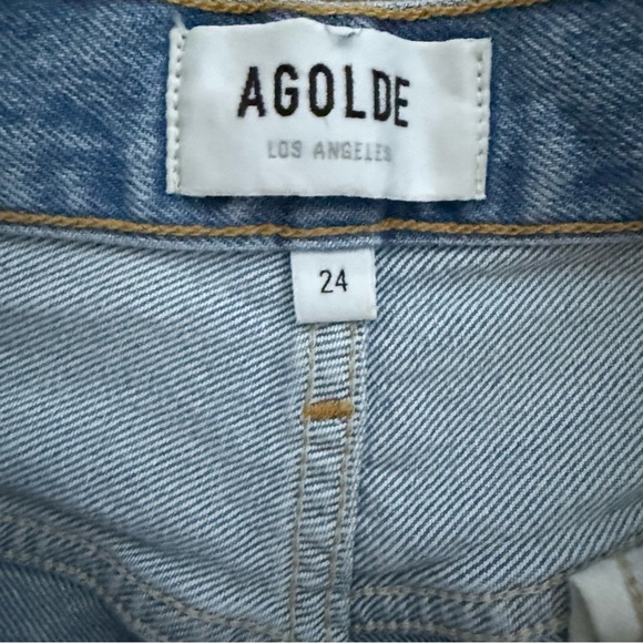 AGOLDE High Rise Straight Leg Distressed Light Wash Jeans W24 RILEY STRAIGHT - Picture 9 of 14
